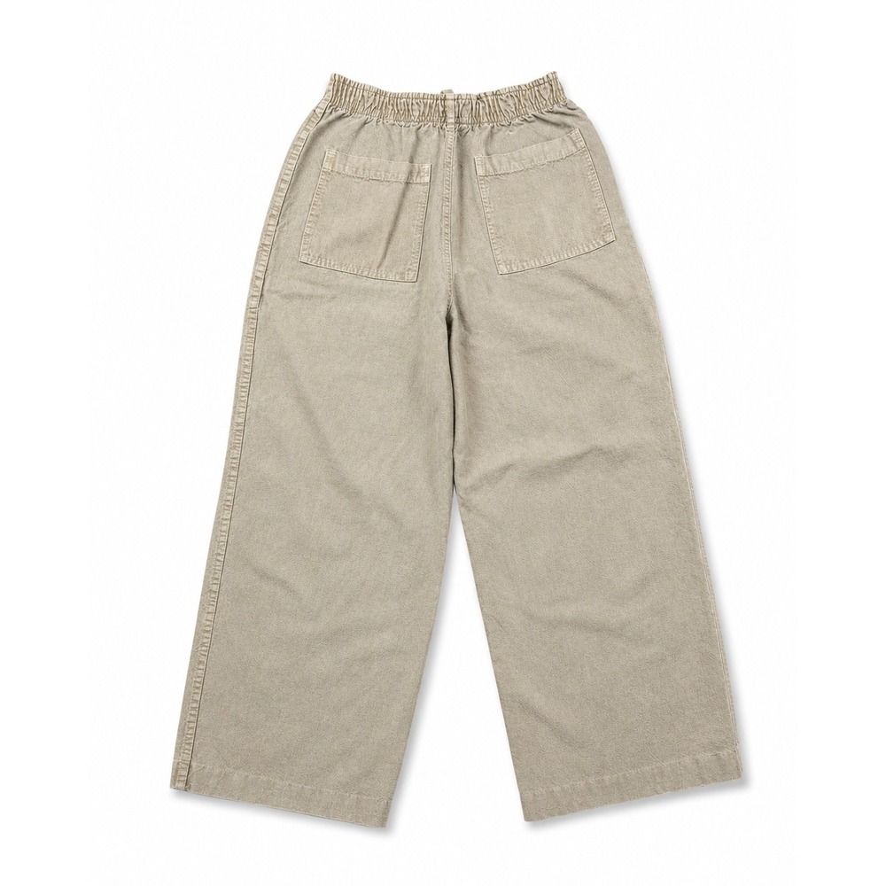 Earth Creations Pants Womens M Beige Hemp Cotton Wide Leg Elastic Waist Made USA